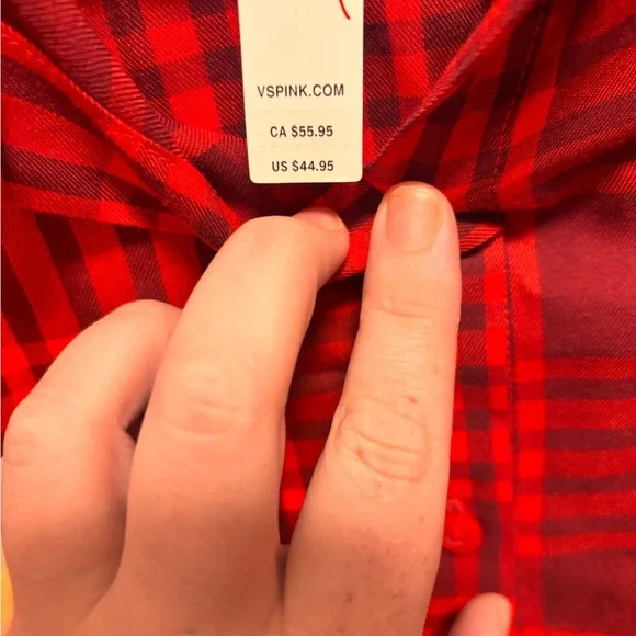 PINK Victoria's Secret Red Plaid Sleep Shirt - Picture 3 of 5